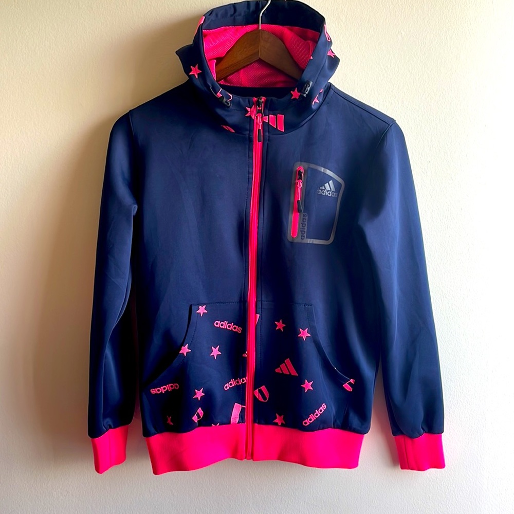 3/$25 🌻 ADIDAS Youth XL Zip Up Sweater Blue and Pink